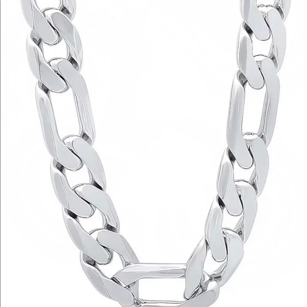 26inches 12MM 925 Sterling silver Figaro chain heavy necklace